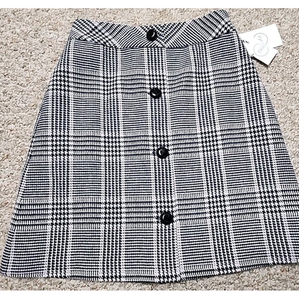 1901 Brand Button Front Navy Houndstooth Skirt Size 2 NWT‎ Wool Blend 27x20